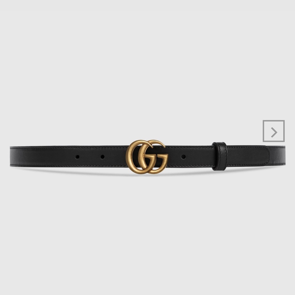 Gucci LEATHER BELT WITH DOUBLE G BUCKLE